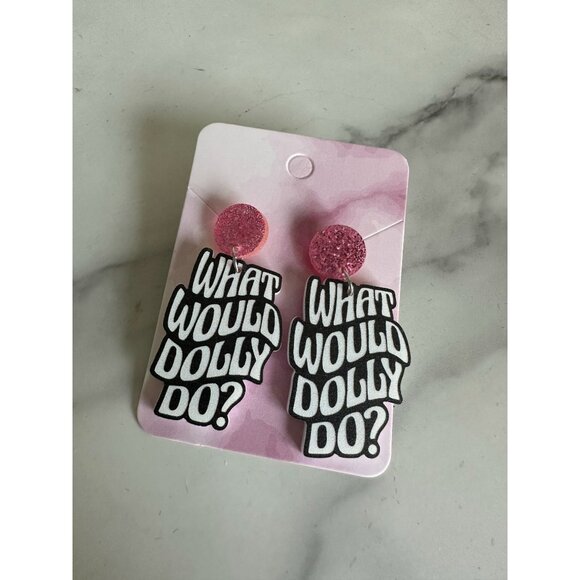 WHAT WOULD DOLLY DO WWDD Drop Earrings NEW - Picture 2 of 6